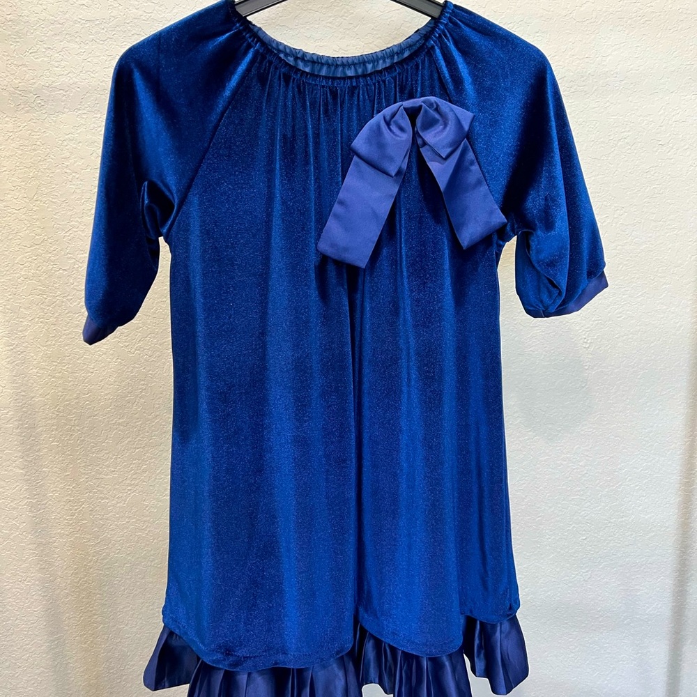 Elegant Blue Velvet Chasing Fireflies Dress, girls size 12